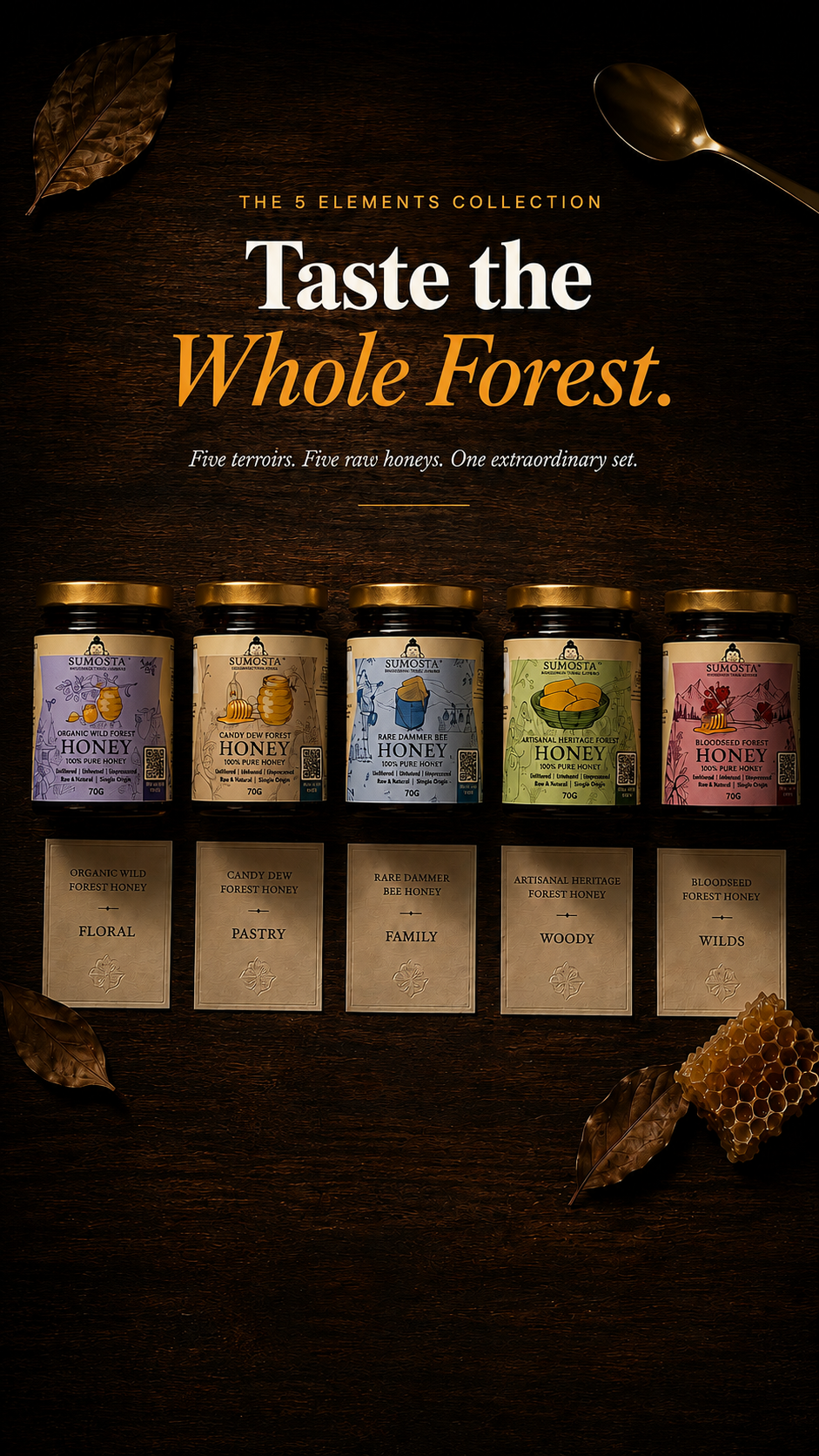 The 5 Elements Collection — five rare wild forest honeys